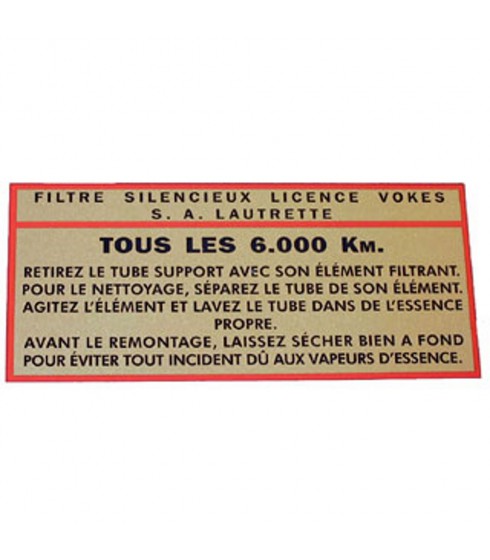 Adhésif de filtre à air Vokes Citroën Traction avant